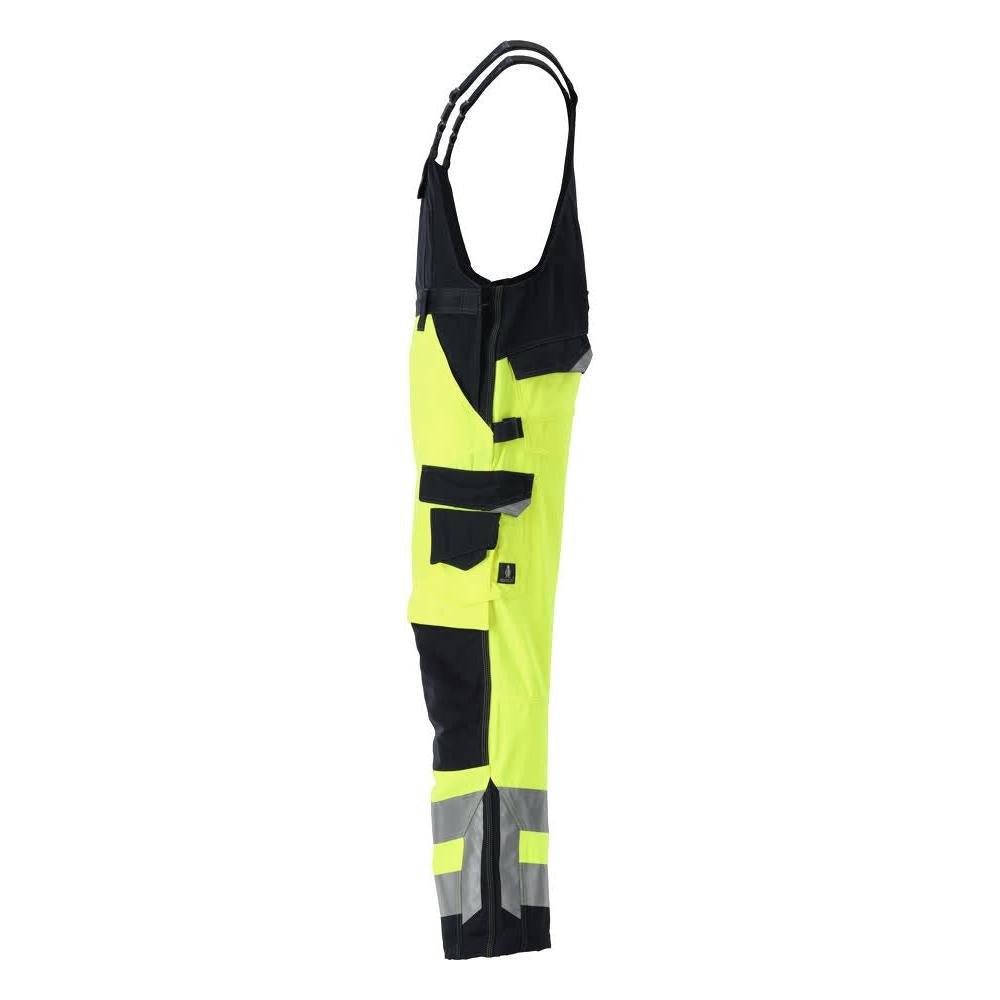 MASCOT® Newcastle dungarees, hi-vis yellow/black-blue