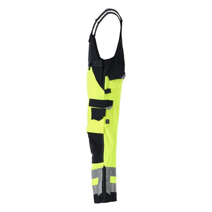 MASCOT® Newcastle dungarees, hi-vis yellow/black-blue
