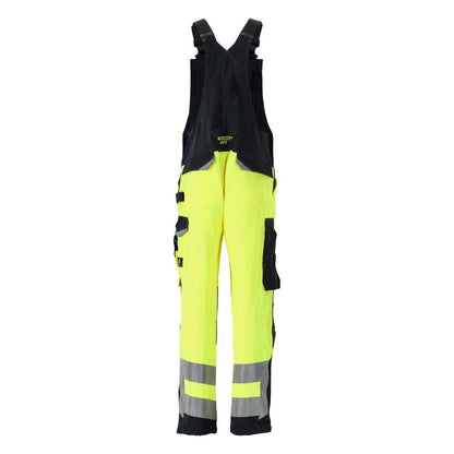 MASCOT® Newcastle dungarees, hi-vis yellow/black-blue