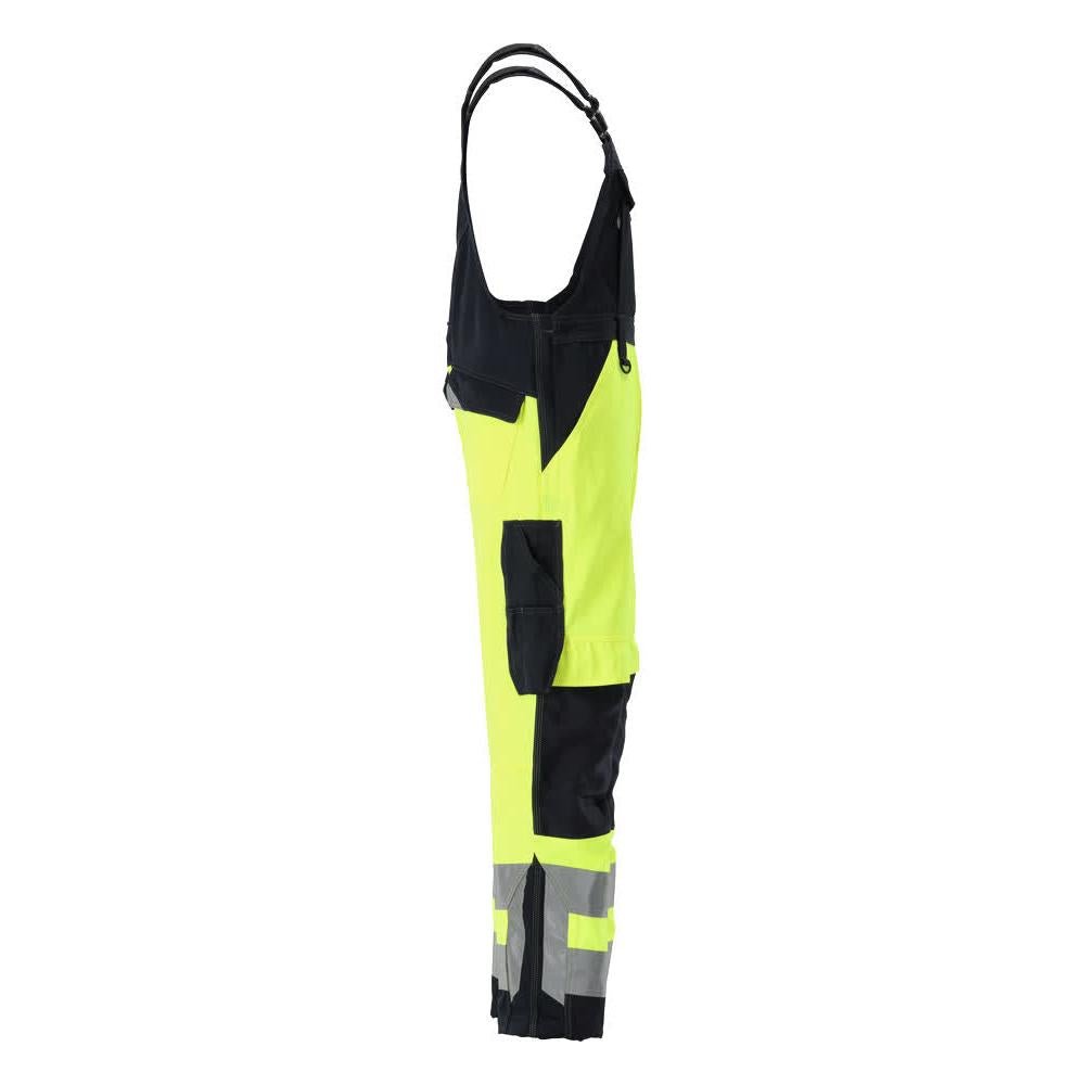 MASCOT® Newcastle dungarees, hi-vis yellow/black-blue