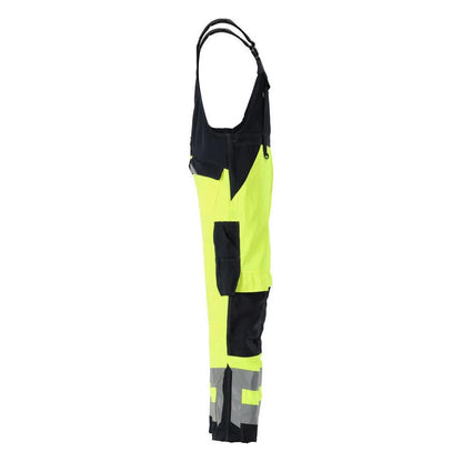 MASCOT® Newcastle dungarees, hi-vis yellow/black-blue