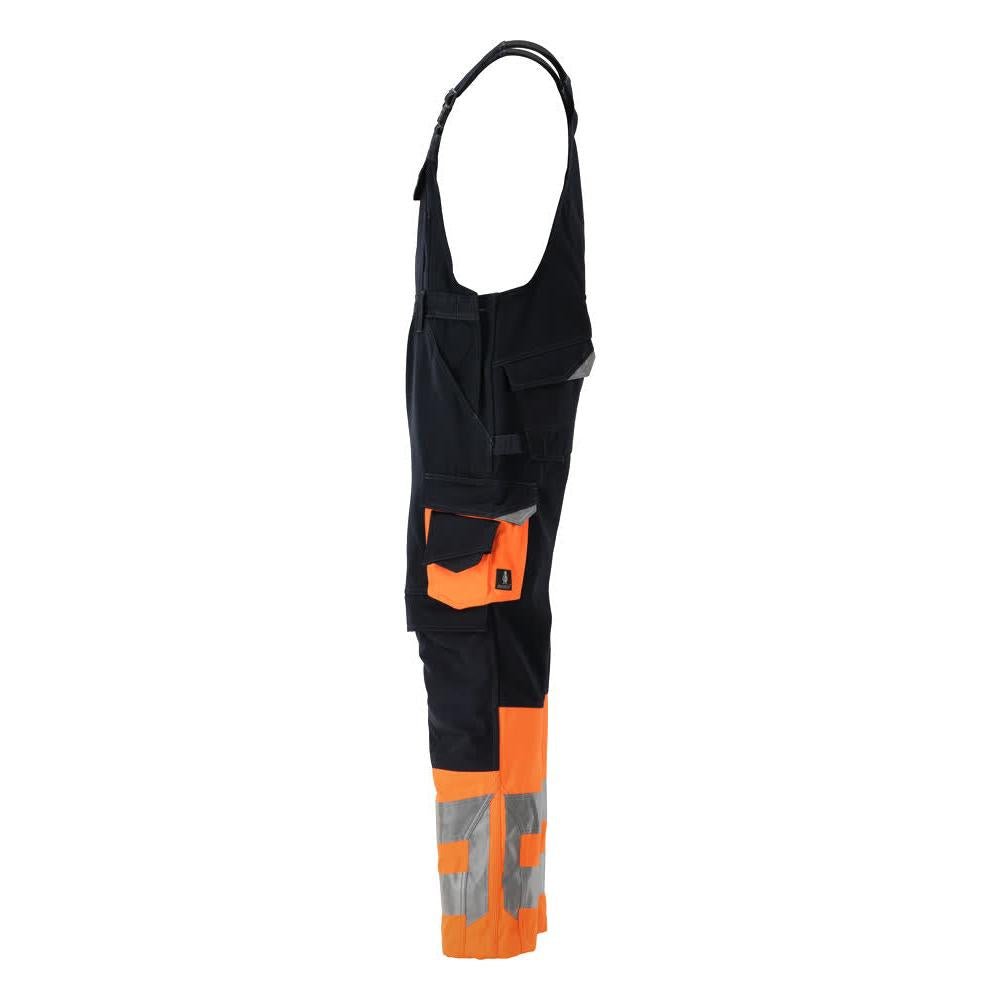 MASCOT® Sunderland dungarees, black blue/hi-vis orange