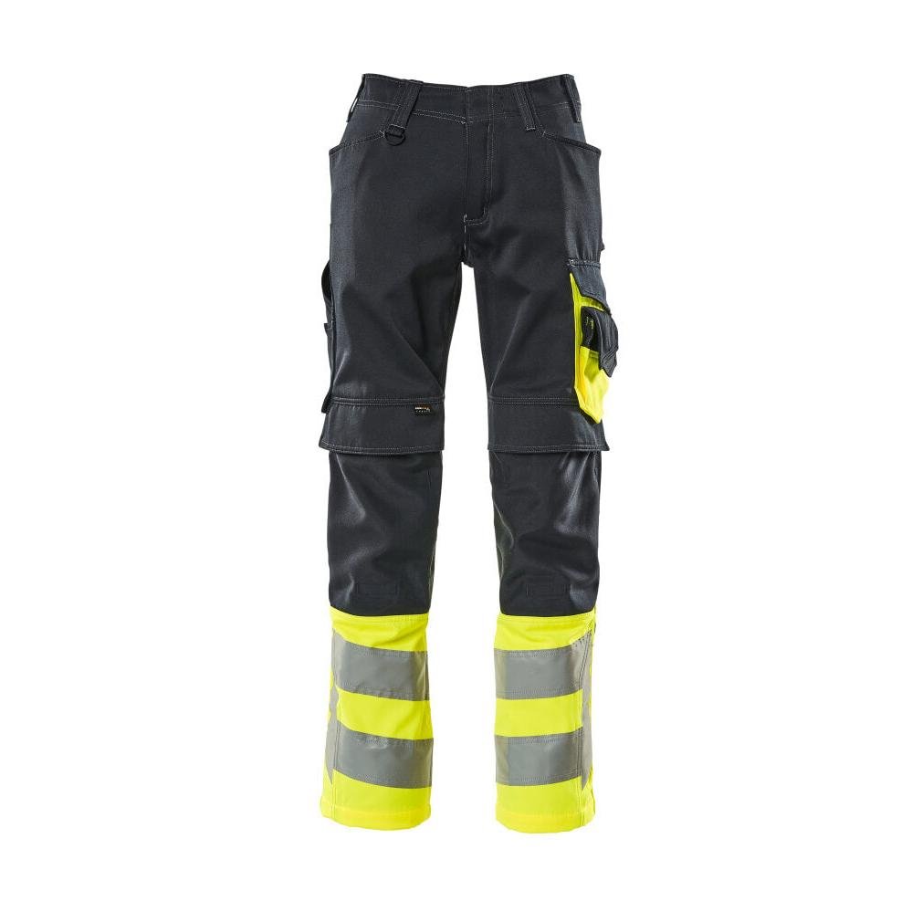 Pantalón MASCOT® Leeds, negro azul/amarillo de alta visibilidad