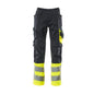 Pantalón MASCOT® Leeds, negro azul/amarillo de alta visibilidad