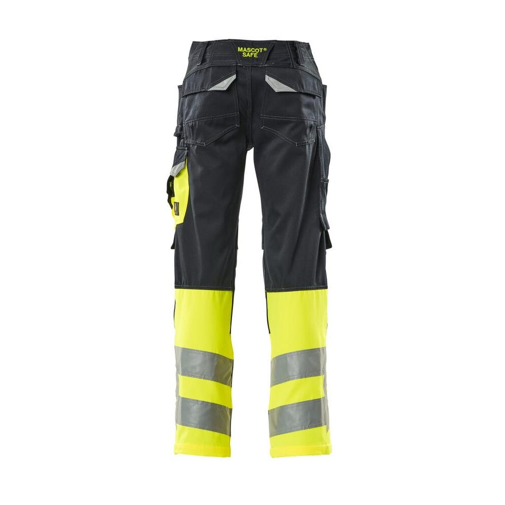 Pantalón MASCOT® Leeds, negro azul/amarillo de alta visibilidad