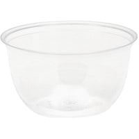 The Duni GmbH Transparent Dessert Bowl (95x95x50 mm) is a clear, round bowl with a wide opening and a smooth rim, perfect for serving desserts at parties. The package contains 50 pieces. Ideal for desserts and events.