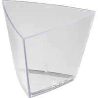 The Tri Transparent PS 55x55x45 mm from Duni GmbH is a clear plastic container with curved sides and a flat bottom, perfect as a small storage box for small items. Pack of 90—the ideal slim storage solution.