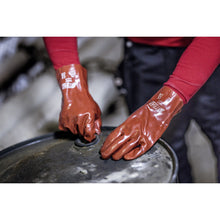 NITRAS PVC gloves, red, EN 388 cotton jersey | Pack (12 pairs)