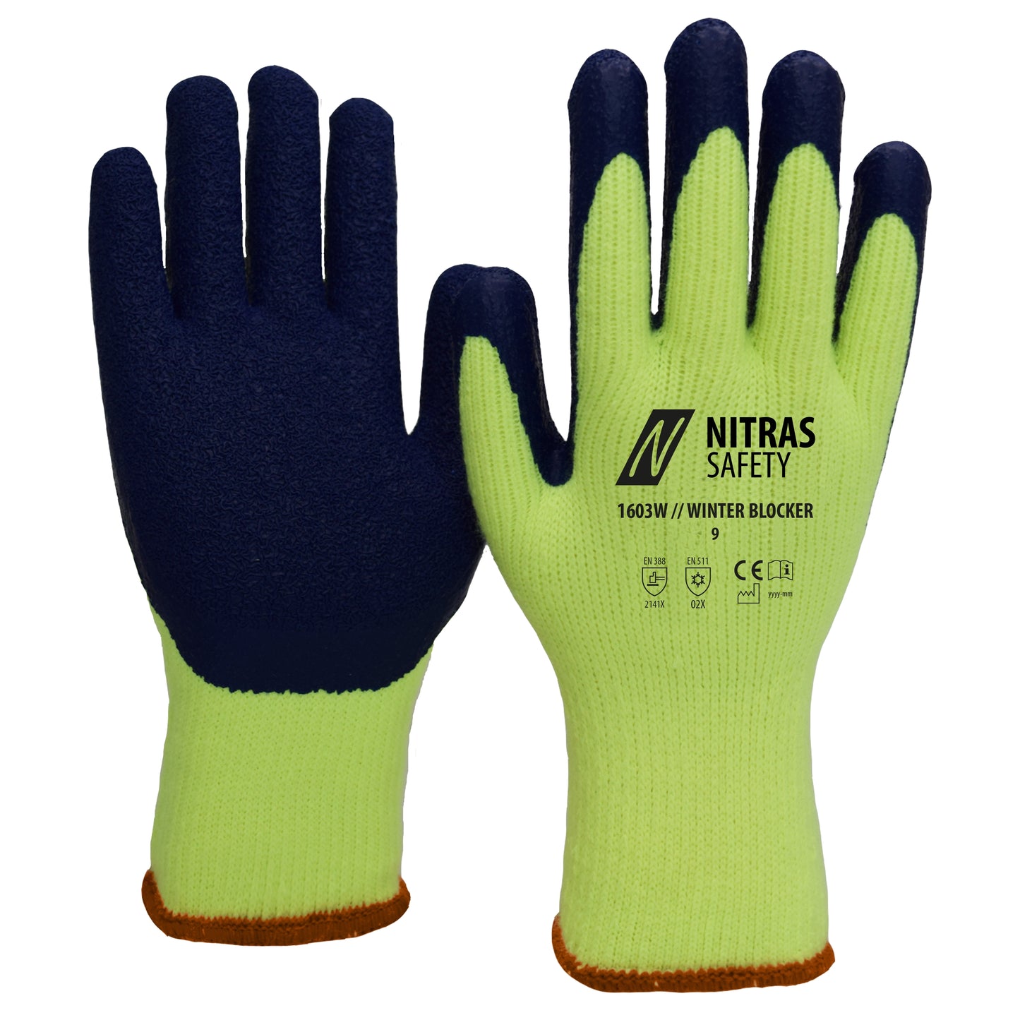 NITRAS WINTER BLOCKER, winter gloves, neon yellow / blue