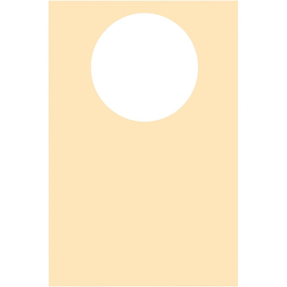 Un babero Dunicel color crema de Duni GmbH, 40x60 cm, con un gran recorte circular en la parte superior central. El resto de este babero desechable de alta calidad no tiene impresión. Se vende en paquetes de 50 unidades.