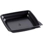 The square menu box Black PP 197x197x33 from Duni GmbH (pack of 450 pieces) made of sturdy plastic has slightly raised edges and a side tab, depicted on a white background.