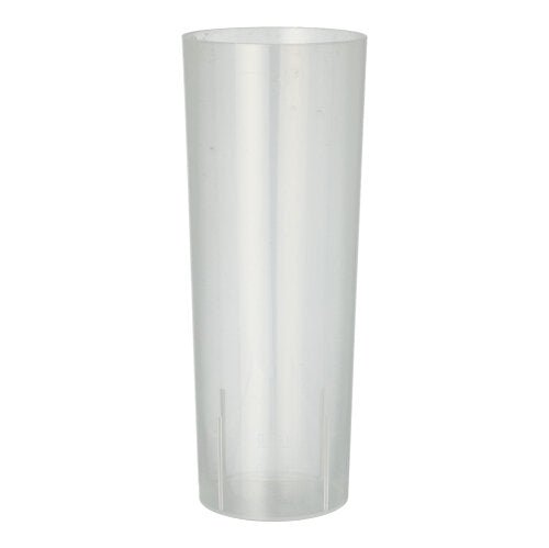 El vaso reutilizable Starpak 10 para cócteles largos de la marca Starpak aparece vacío y en posición vertical sobre un sencillo fondo blanco; este vaso cilíndrico de plástico, respetuoso con el medio ambiente, es ideal para cócteles largos.