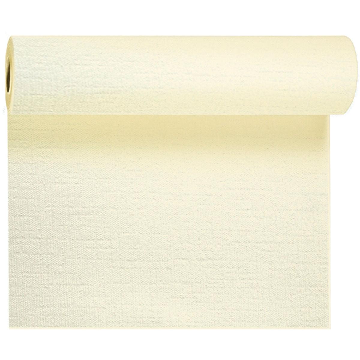 Der Evolin-Tischläufer Tête-à-Tête 24 m x 0,41 m (20 Abschnitte) von Duni GmbH eignet sich ideal für eine stilvolle Tischdekoration oder als einzigartige Kulisse, die mit ihrer strukturierten Oberfläche jedem Ambiente Eleganz verleiht.