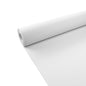 Un rollo parcialmente desenrollado de mantel de papel Duni GmbH 50x1,0 m se presenta sobre un fondo blanco y resalta la superficie blanca lisa, ideal como cubierta para eventos o decoración de mesas.