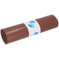 A rolled brown EMIL DEISS KG DEISS 17001 Type 60 garbage bag (700x1100 mm, 25 pieces/roll) with a white-blue "Premium" label in the middle, on a white background.