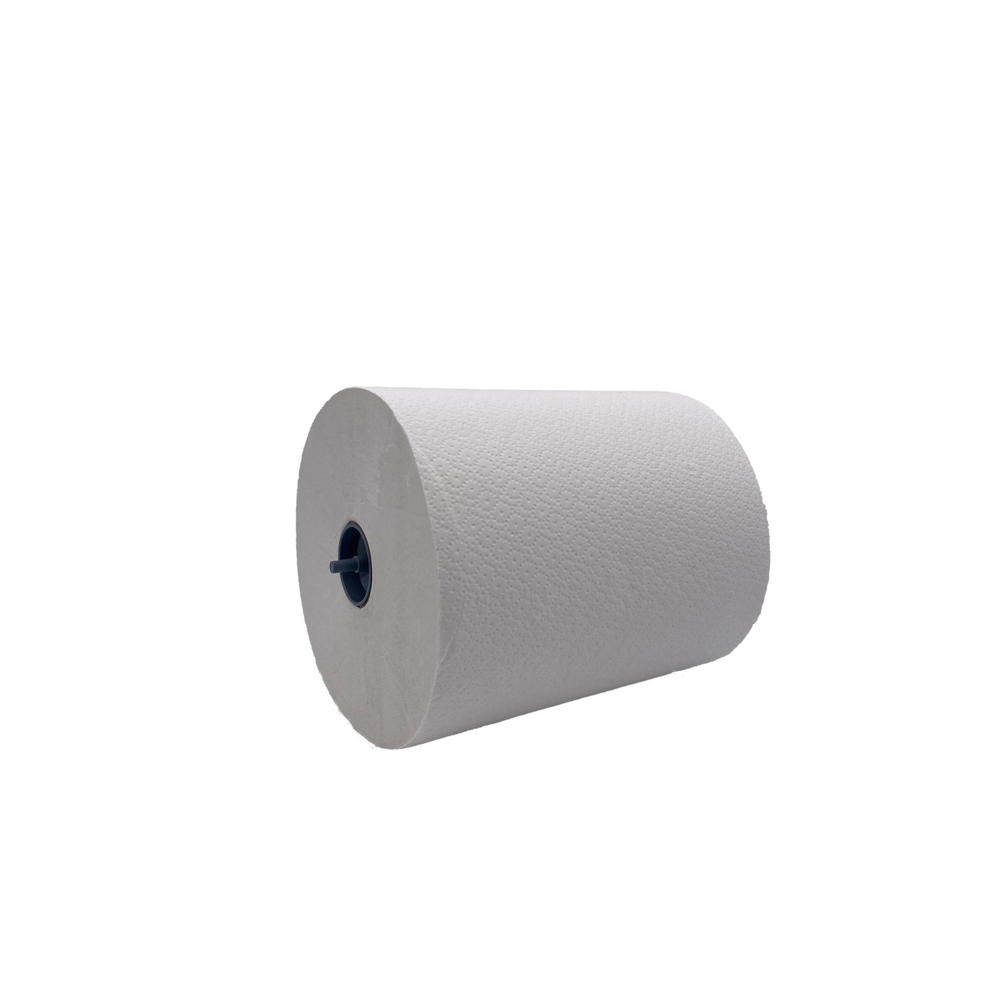 A large white CWS paper roll, 2-ply from CWS with a blue plastic core, known for high absorbency, is depicted horizontally on a white background.
