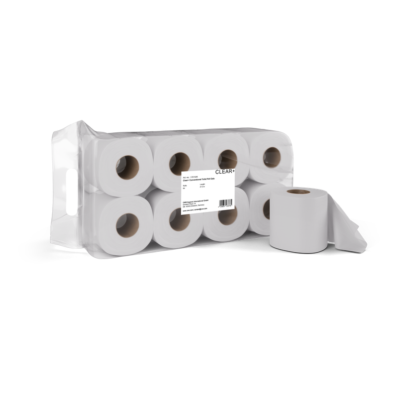 Clear+ Toilettenpapier Standard-Rollen 2-lagig, 64 Rollen