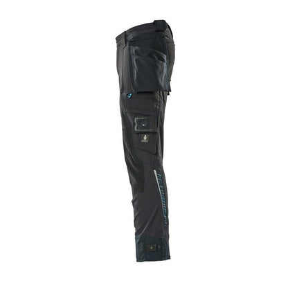 Pantalón con bolsillos colgantes, pantalón elástico, negro-azul