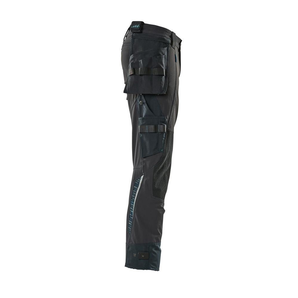 Pantalón con bolsillos colgantes, pantalón elástico, negro-azul