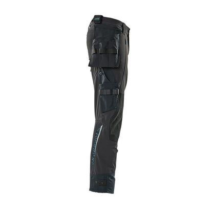 Pantalón con bolsillos colgantes, pantalón elástico, negro-azul