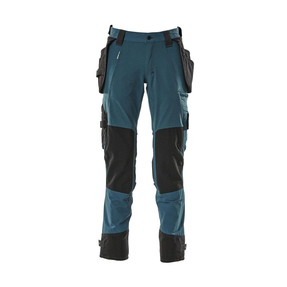 Pantalón con bolsillos colgantes, pantalón elástico, petróleo oscuro