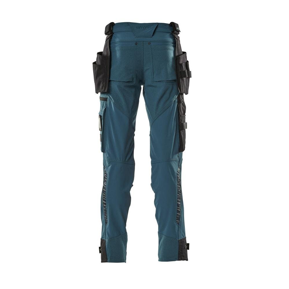 Pantalón con bolsillos colgantes, pantalón elástico, petróleo oscuro