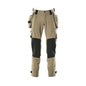 Pantalón con bolsillos colgantes, pantalón elástico, caqui claro