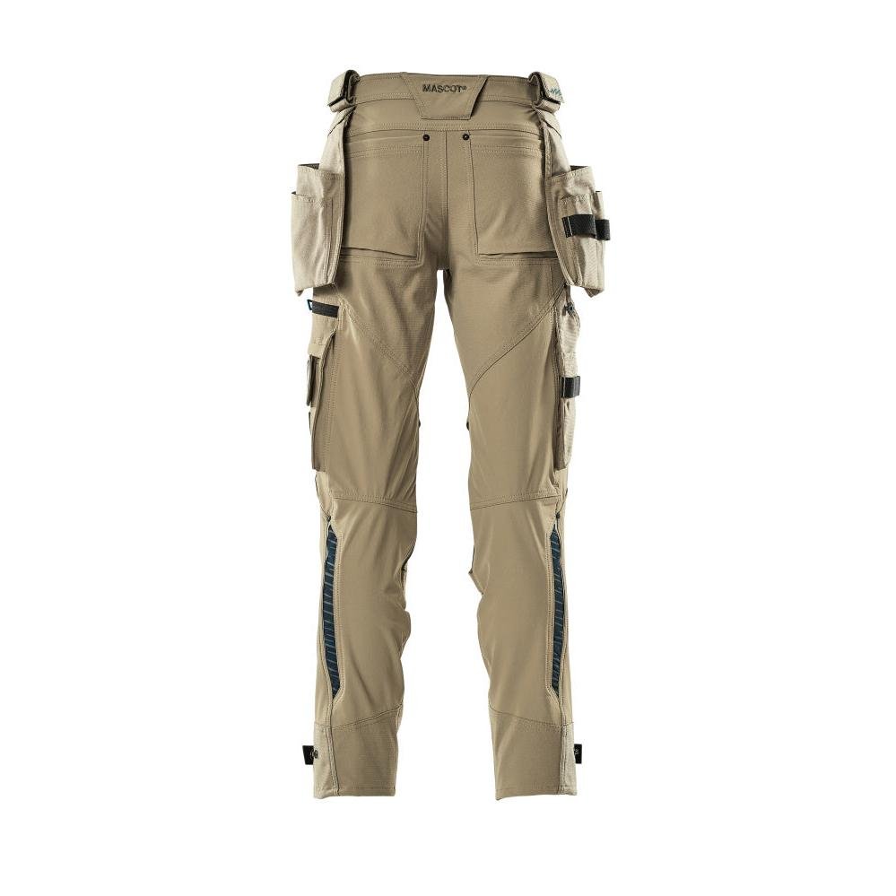 Pantalón con bolsillos colgantes, pantalón elástico, caqui claro