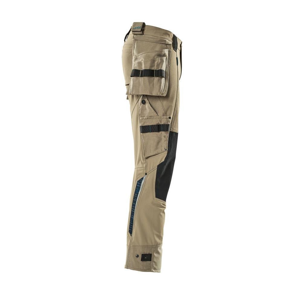 Pantalón con bolsillos colgantes, pantalón elástico, caqui claro