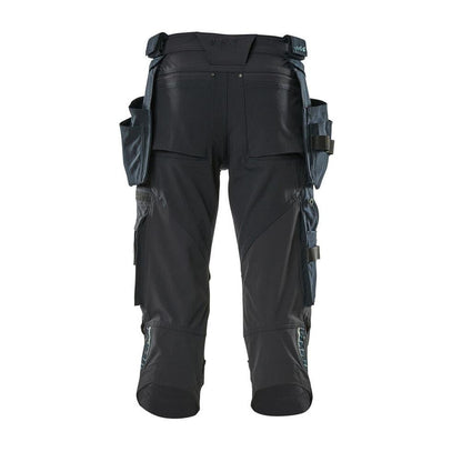 Three-quarter trousers, hanging pockets, stretch three-quarter trousers, black-blue