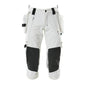 Three-quarter length trousers, hanging pockets, stretch three-quarter length trousers, white