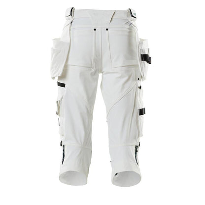 Three-quarter length trousers, hanging pockets, stretch three-quarter length trousers, white