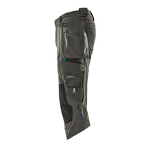 Three-quarter length trousers, hanging pockets, stretch three-quarter length trousers, dark anthracite