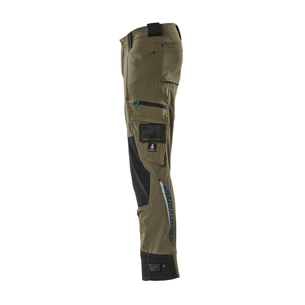 Pantalón con bolsillos en las rodillas de Dyneema, pantalón elástico, verde musgo