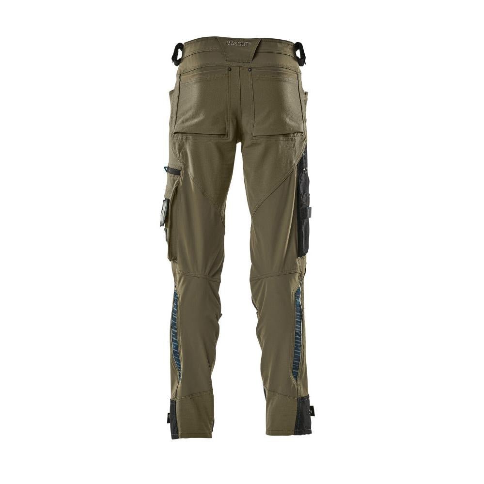 Pantalón con bolsillos en las rodillas de Dyneema, pantalón elástico, verde musgo