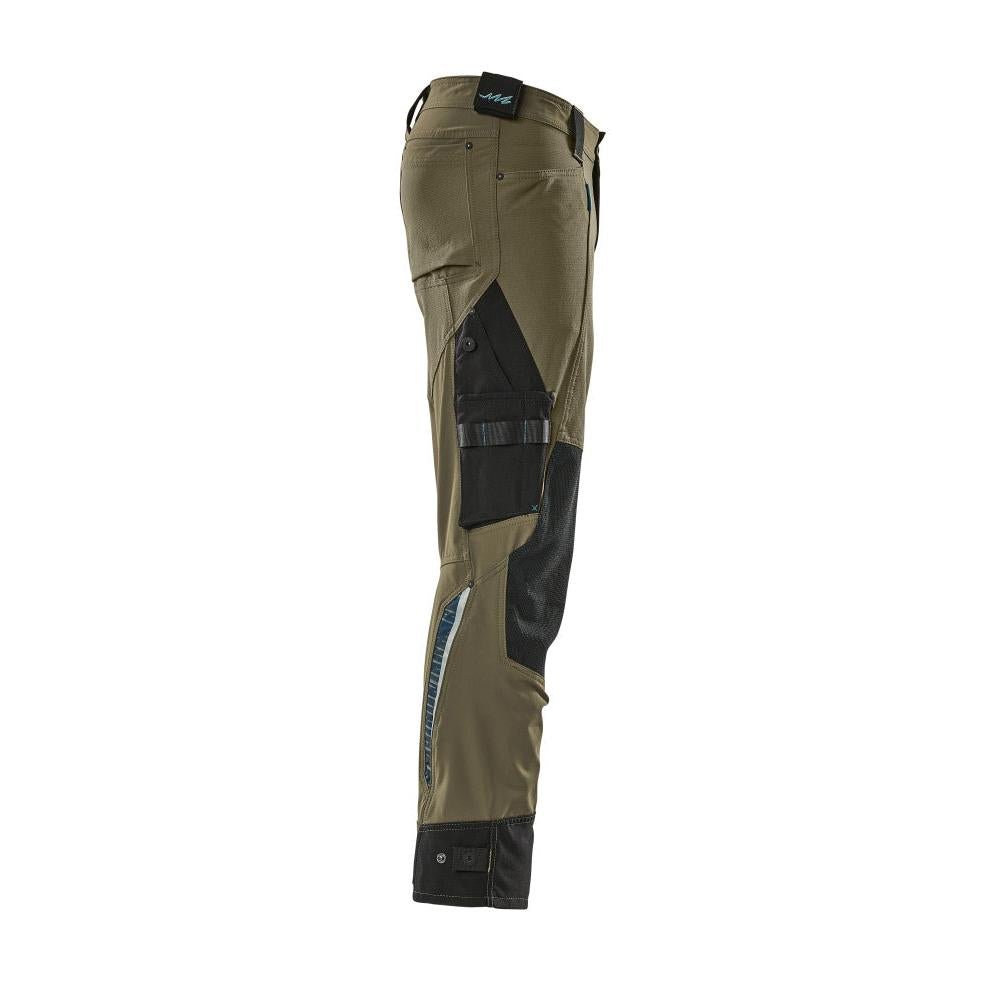 Pantalón con bolsillos en las rodillas de Dyneema, pantalón elástico, verde musgo