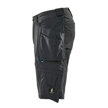 Pantalón corto, bolsillos colgantes extraíbles, pantalón corto artesano elástico, negro-azul