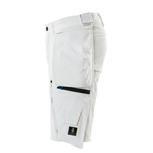 Pantalones cortos, bolsillos colgantes extraíbles, pantalones cortos artesanos elásticos, blanco
