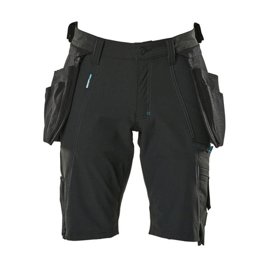 Shorts, bolsillos colgantes extraíbles, shorts artesanos elásticos, negro