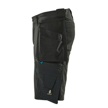 Shorts, bolsillos colgantes extraíbles, shorts artesanos elásticos, negro