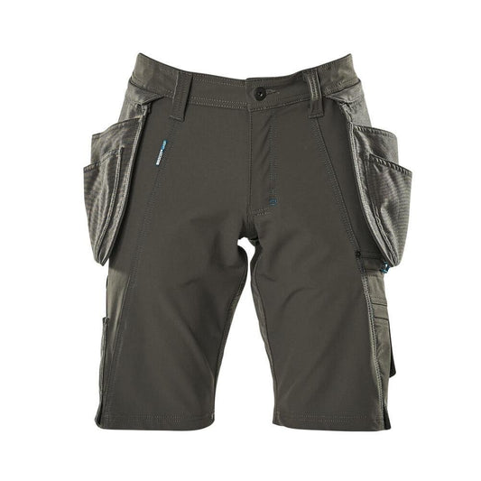 Pantalón corto, bolsillos colgantes extraíbles, pantalón corto artesano elástico, antracita oscuro