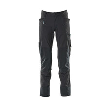 Pantalón con bolsillos en las rodillas, elástico, pantalón ligero, negro-azul