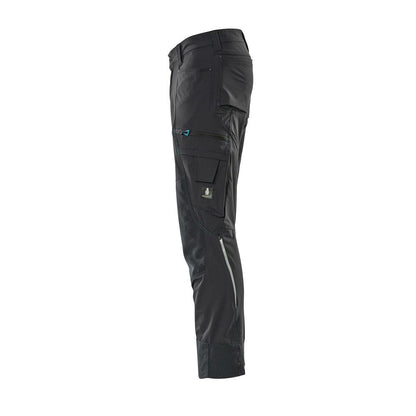 Pantalón con bolsillos en las rodillas, elástico, pantalón ligero, negro-azul