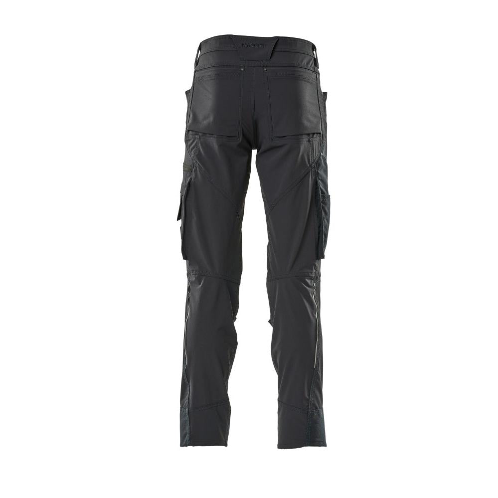 Pantalón con bolsillos en las rodillas, elástico, pantalón ligero, negro-azul
