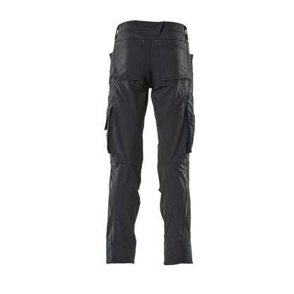Pantalón con bolsillos en las rodillas, elástico, pantalón ligero, negro-azul