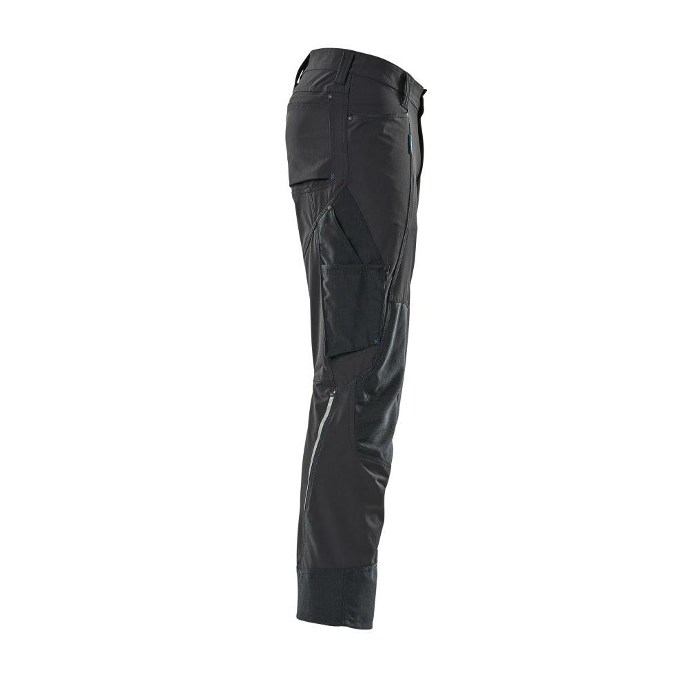 Pantalón con bolsillos en las rodillas, elástico, pantalón ligero, negro-azul