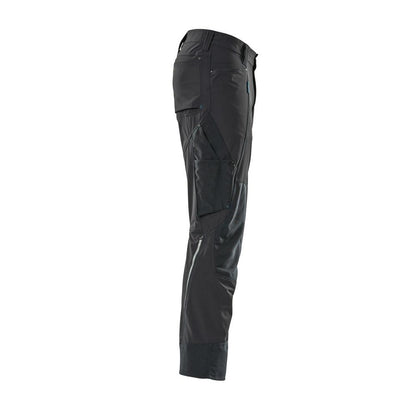 Pantalón con bolsillos en las rodillas, elástico, pantalón ligero, negro-azul