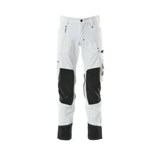 Pantalón con bolsillos en las rodillas, tejido elástico, pantalón ligero, blanco