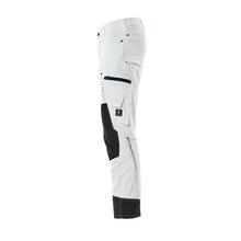 Pantalón con bolsillos en las rodillas, tejido elástico, pantalón ligero, blanco