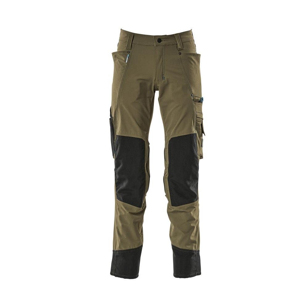 Pantalón con bolsillos en las rodillas, elástico, pantalón ligero, verde musgo
